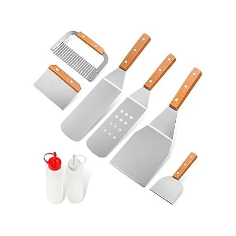 Kit da 8 Pezzi per Barbecue PortatileAccessori in Acciaio InossidabileUtensili BBQ per Campeggio, Giardino, Escursioni e ViaggiIdee Regalo per Uomini