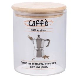 Barattolo caffè 750 ml in vetro borosilicato, coperchio in bambù, SìChef