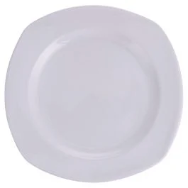 Piatto piano quadrato in porcellana, bianco, Sibilla