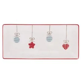 Vassoio rettangolare in ceramica 27,5x12,5 cm, Xmas Funny