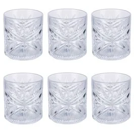Set 6 bicchieri impilabili 375 ml, trasparente, Vintage