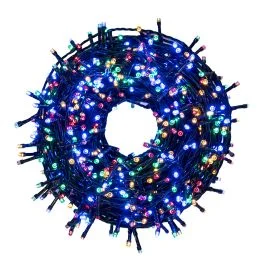 Filo 750 led multicolor 33,75 m, uso esterno, 8 giochi luce, Santa's House