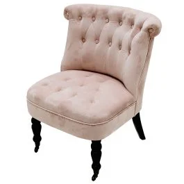 Poltrona salotto con ruote design vintage, rosa cipria, Sibilla