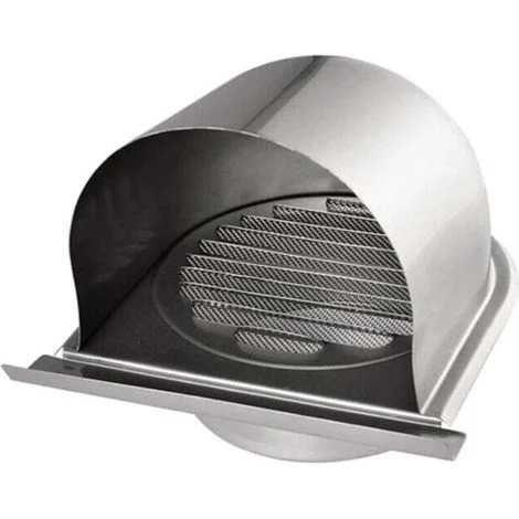 Griglia di ventilazione in acciaio inox da 150 mm, griglia rotonda per cappa aspirante per uso esterno, griglia di ventilazione a U con zanzariera, griglia di ventilazione con alette a 45°, per la cuc