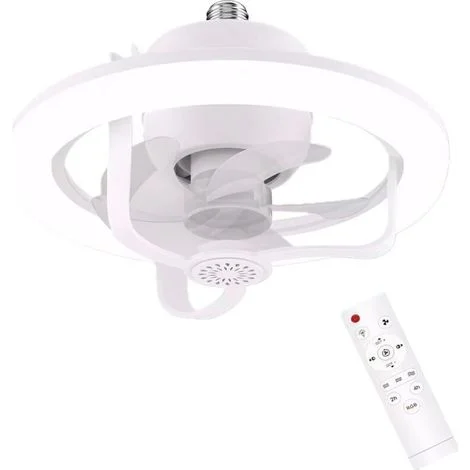 Ventilatore a soffitto con luce LED da 50 W e telecomando, testa orientabile a 360° -Crezuo