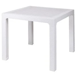 Tavolo quadrato da esterno, effetto rattan, 80x80 cm, bianco, Esté