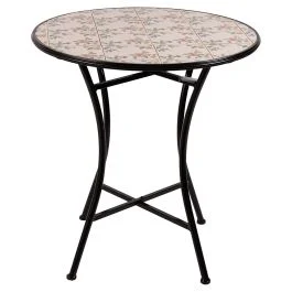 Tavolo tondo da esterno Ø70x75 cm in ferro e ceramica, Romance Esté