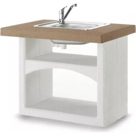 cucina da esterno modulare palazzetti "brioni lavello" in cemento 90x70x78 cm