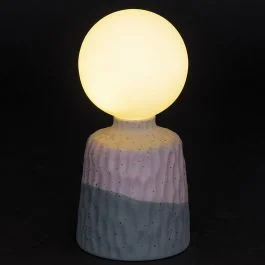 Lampada globo led a batteria in gres h. 18 cm, base bianca e verde