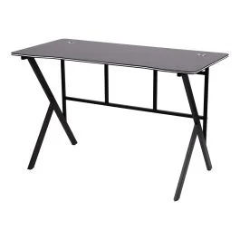 Scrivania gaming 120x60x76 cm, struttura nera bordo bianco