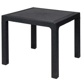 Tavolo quadrato da esterno 80x80 cm effetto rattan, antracite, Esté
