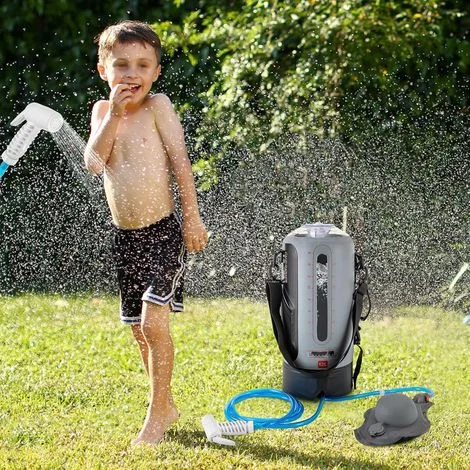 Doccia da campeggio, doccia solare portatile, doccia a pressione da 12 litri, borsa per doccia da campeggio, serbatoio dell'acqua con pompa dell'aria, tubo flessibile staccabile per escursionismo, all