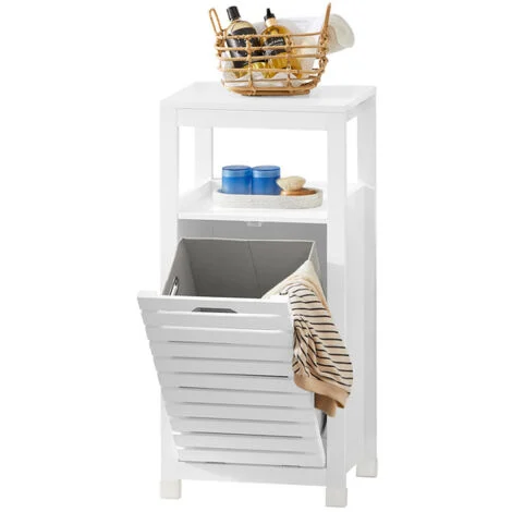 Mobiletto portabiancheria per bagno Mobile porta biancheria con cesto Biancheria sporca Bianco 42x30x90cm BZR67-W SoBuy