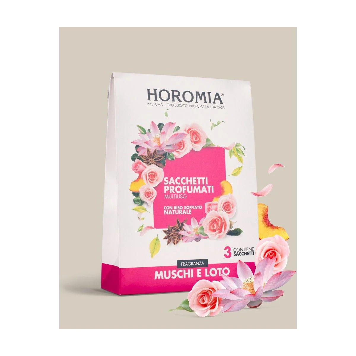 Sacchetti Profumati horomia Muschi e Loto Multiuso Set pz.3