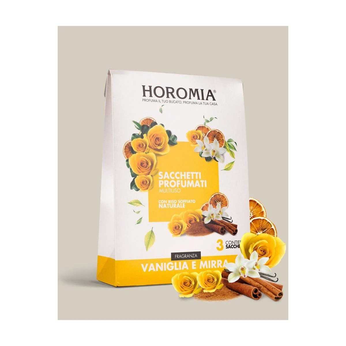 Sacchetti Profumati horomia Vaniglia e Mirra Multiuso Set pz.3