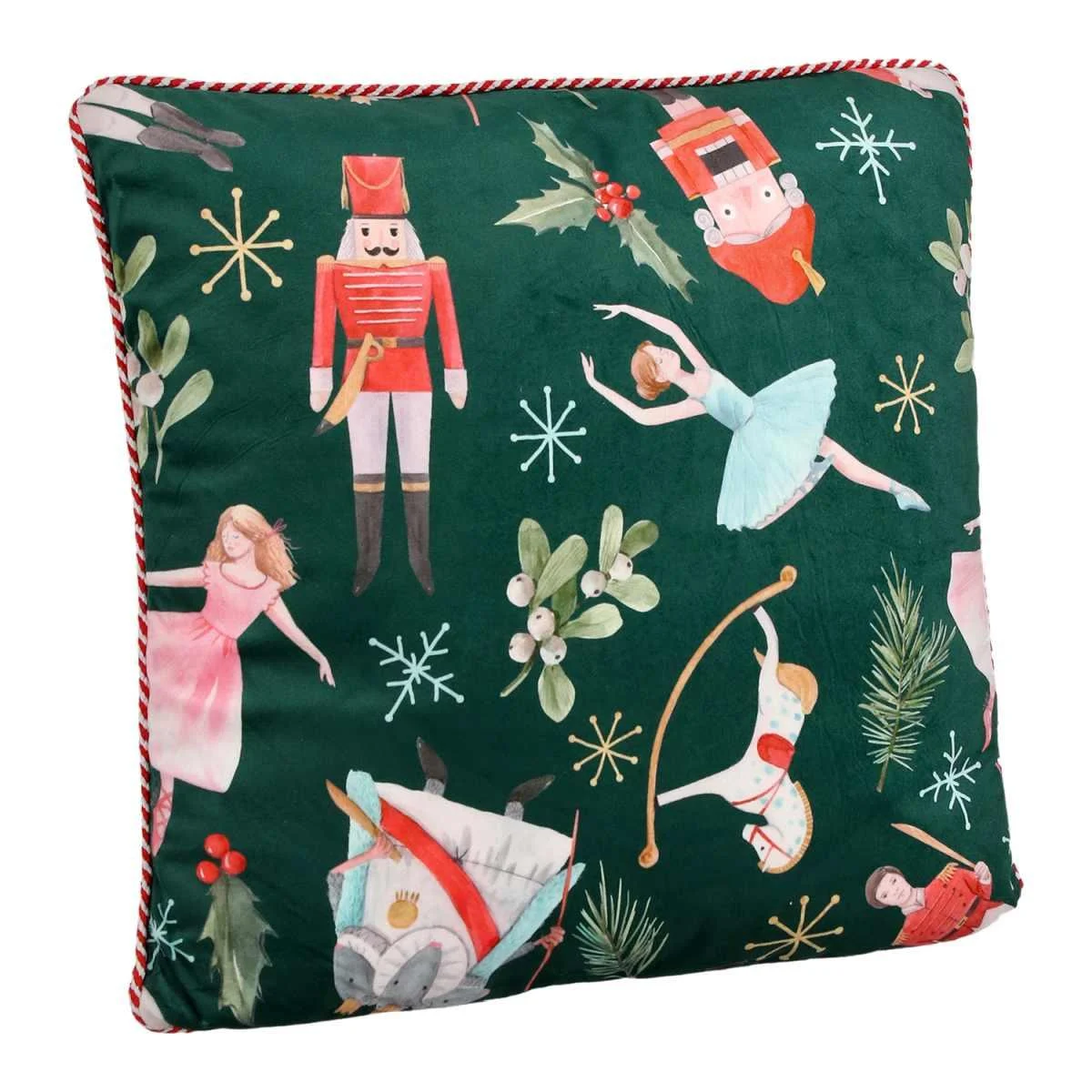 Cuscino Arredo in Tessuto Natale Schiaccianoci Verde cm.45x45