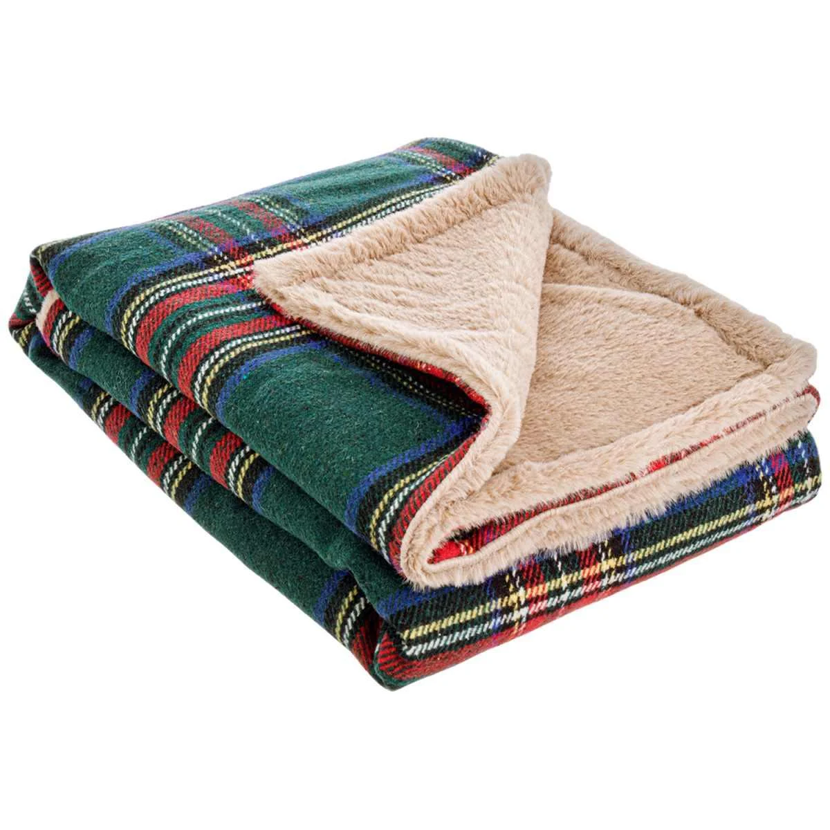 Coperta Plaid Natale Tartan Scozzese Verde cm.120x100