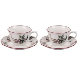 Set 2 tazze da tè 380 ml con piattino, Vintage Xmas