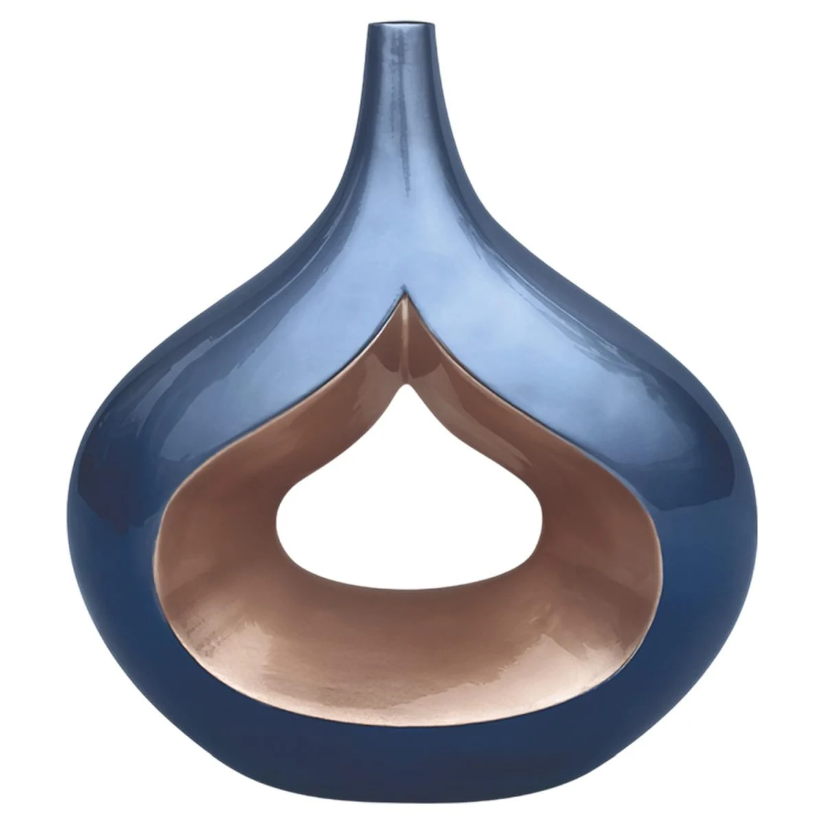 Vaso Ceramica Goccia Blu/Oro cm.36x40