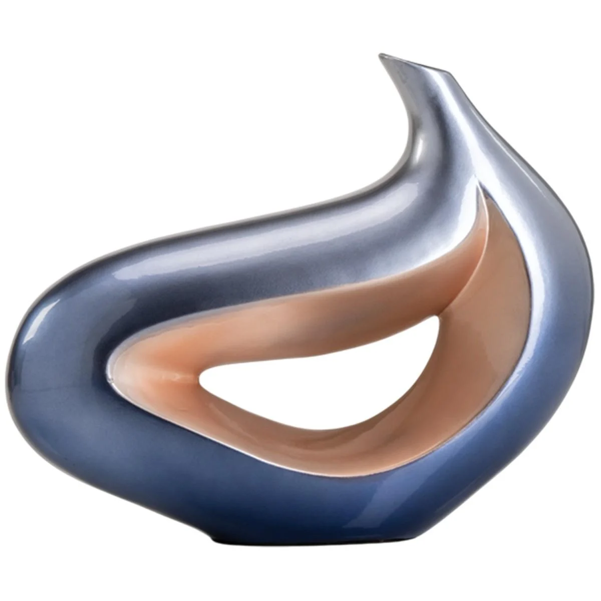 Vaso Ceramica Goccia Ricciolo Blu/Oro cm.32x40
