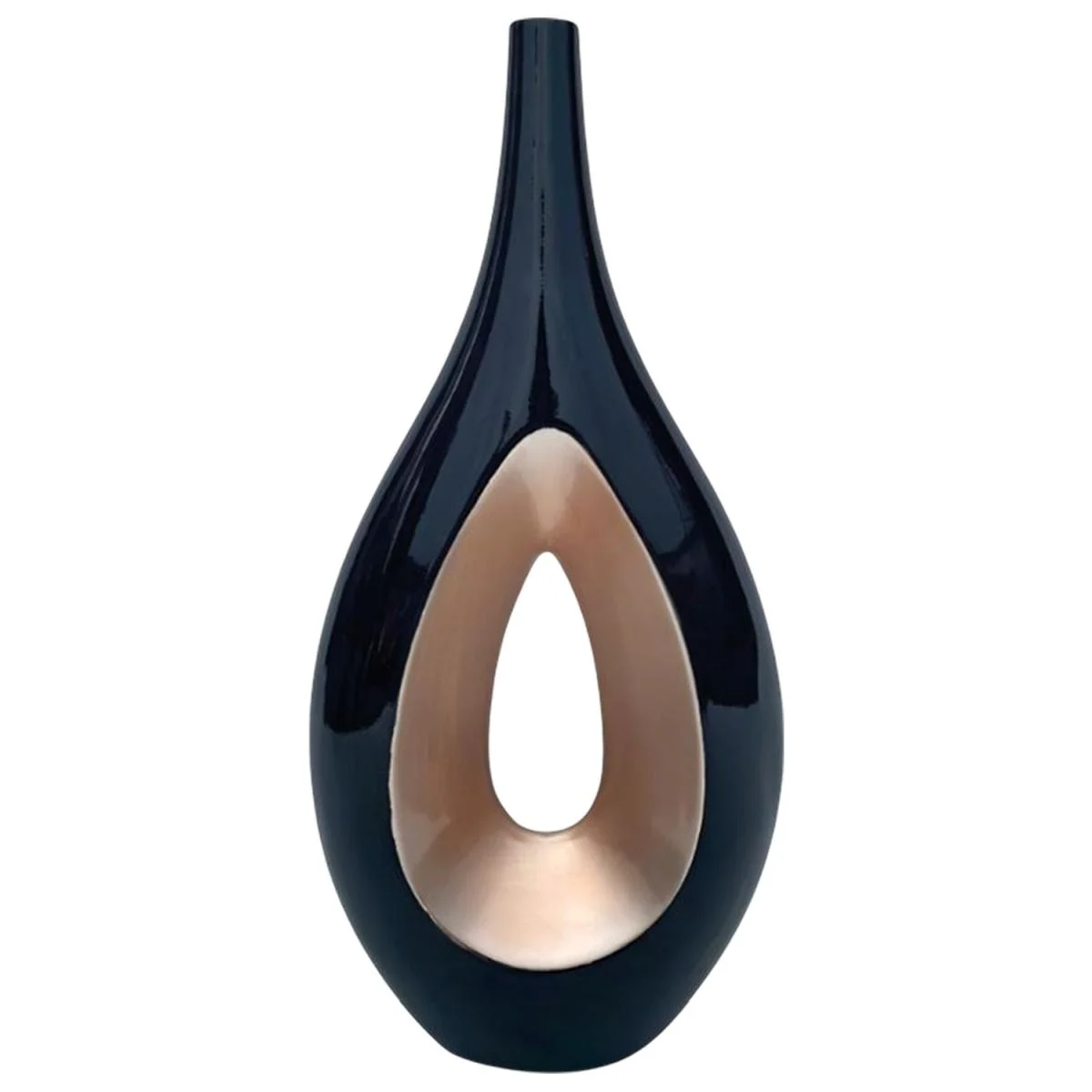 Vaso Ceramica Goccia Nero/Oro Alto cm.29x63
