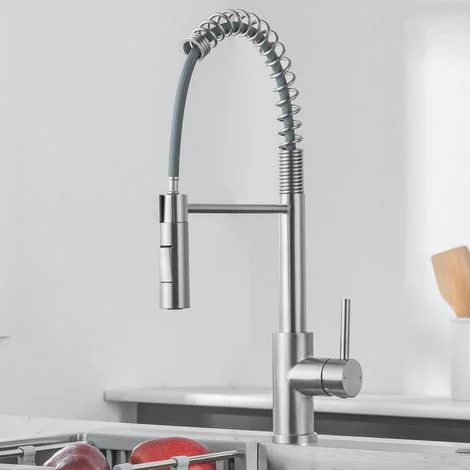 AURALUM MAX Rubinetto cucina con doccetta estraibile, miscelatore da cucina girevole a 360°, rubinetti lavabi, rubinetto da cucina in acciaio inox