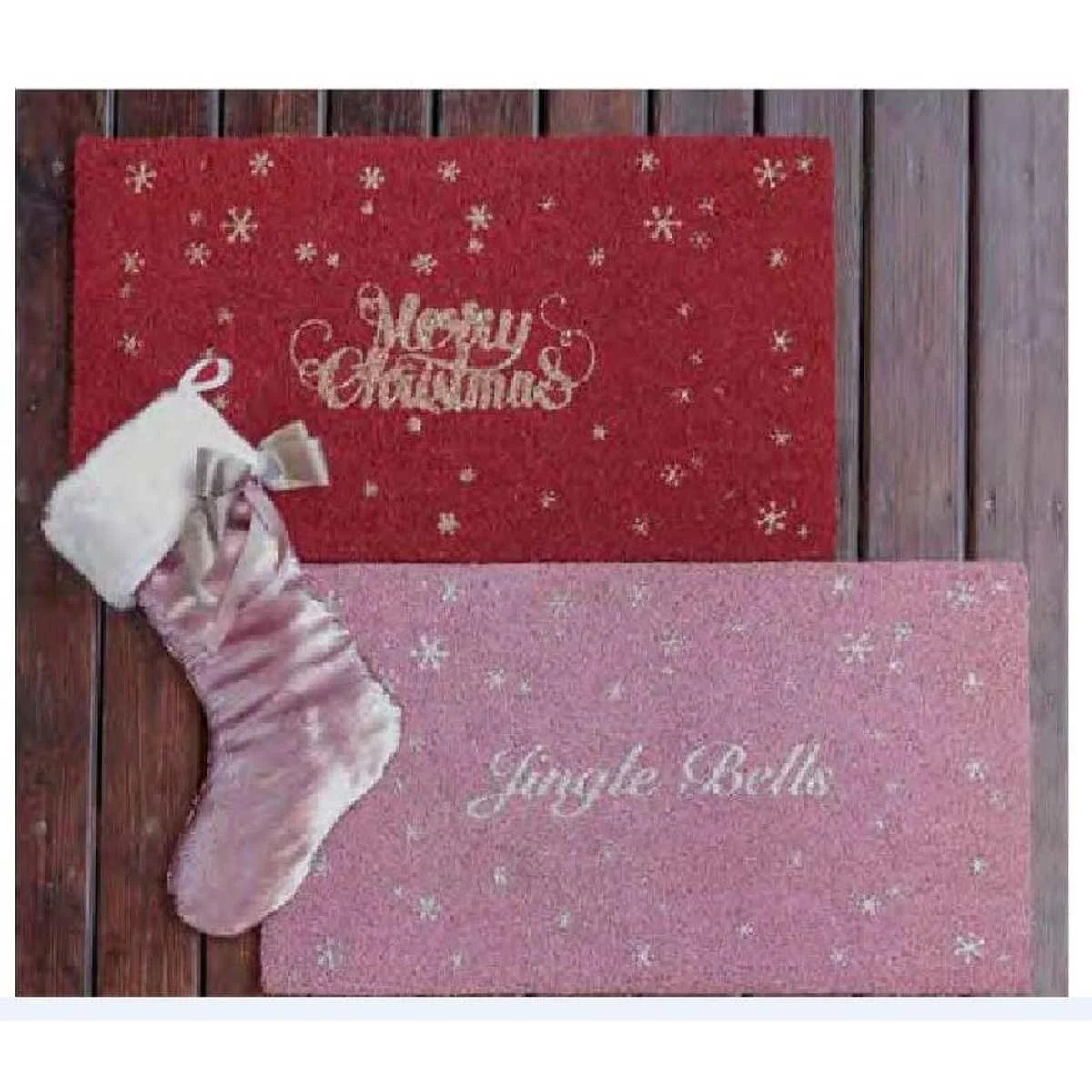 Zerbino cm.40x70 Cocco Natale Sagomato Rosso con Glitter