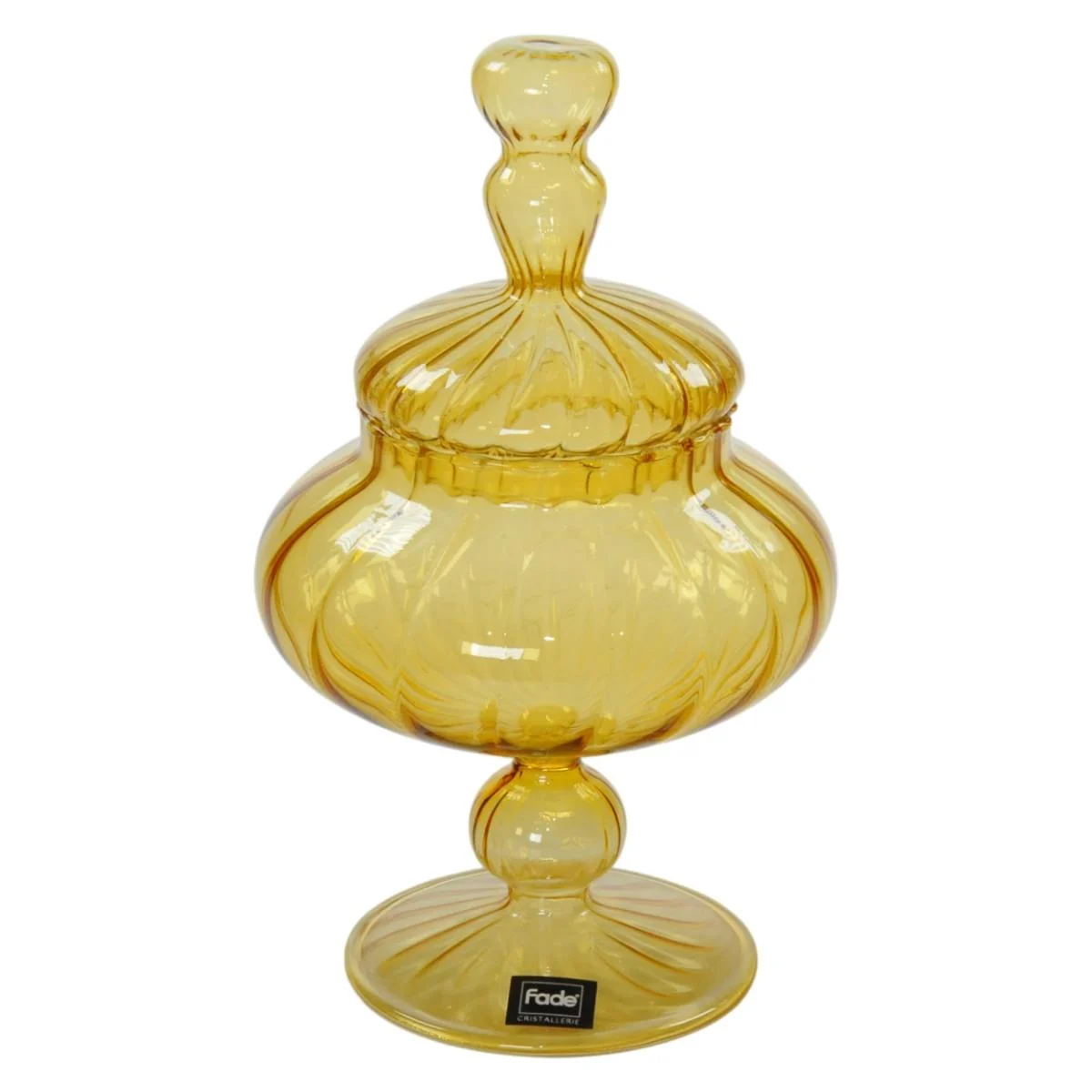 Vaso Vetro Porta Dolci con Coperchio Ambra cm.25