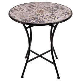 Tavolo tondo da esterno Ø70x75 cm in ferro e ceramica, Taormina Esté