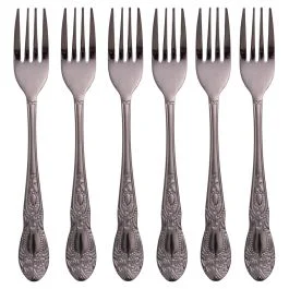 Set 6 forchettine in acciaio inox, nero lucido, Wonderland