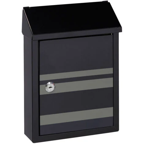 ARREGUI Smart Graphic E5724-STR Cassetta Postale Individuale in Acciaio con Serigrafia Decorativa "Lines", Cassetta Postale o Raccogliposta, Con 2 Feritoie, Dimensione S (DIN A5), Nero