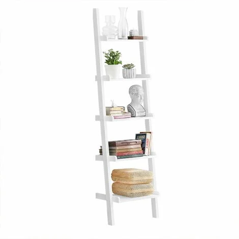 SoBuy Scaffale a scala,Librerie, Scaffale da angolo Bianco FRG17-W