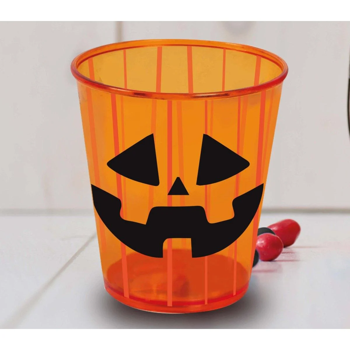 Bicchiere halloween pvc arancione zucca