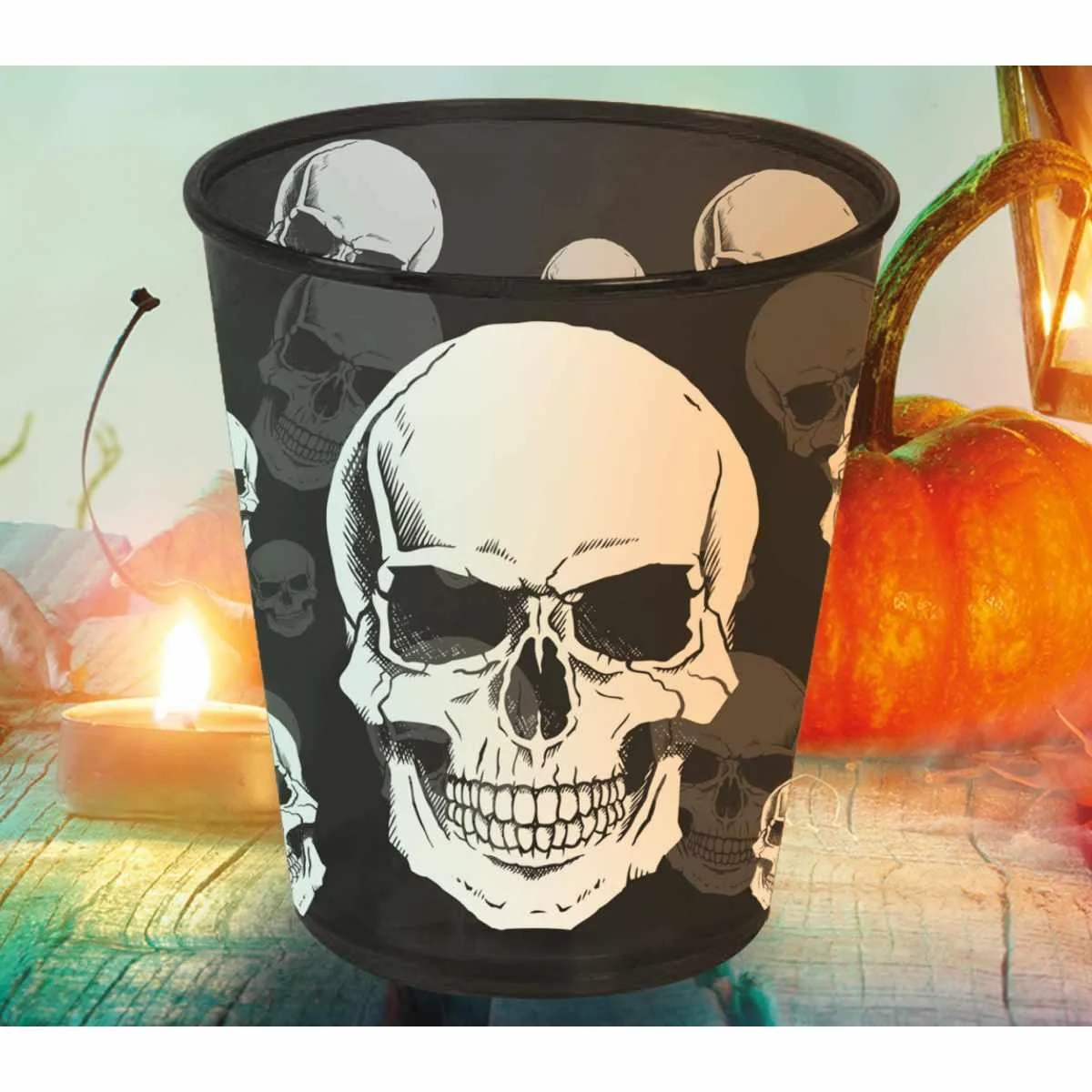 Bicchiere halloween pvc nero teschio