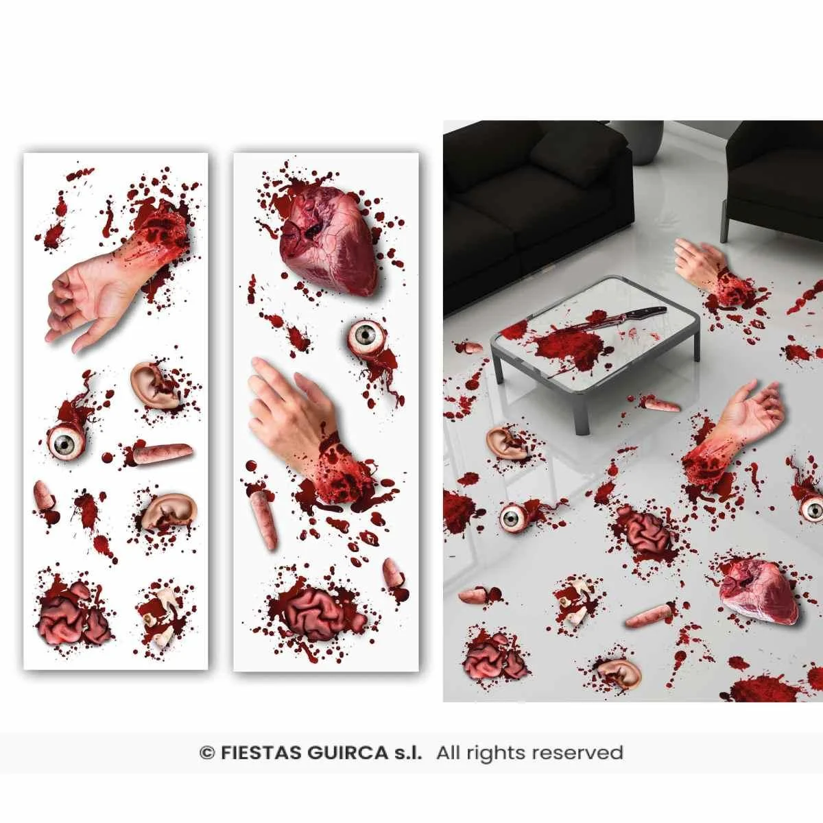 Organi umani insanguinati adesivi
