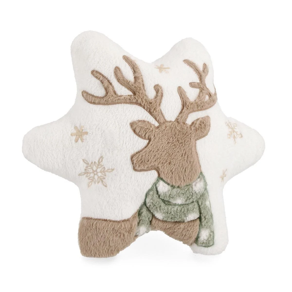 Cuscino Arredo in Tessuto Natale Stella con Renna cm.45x40