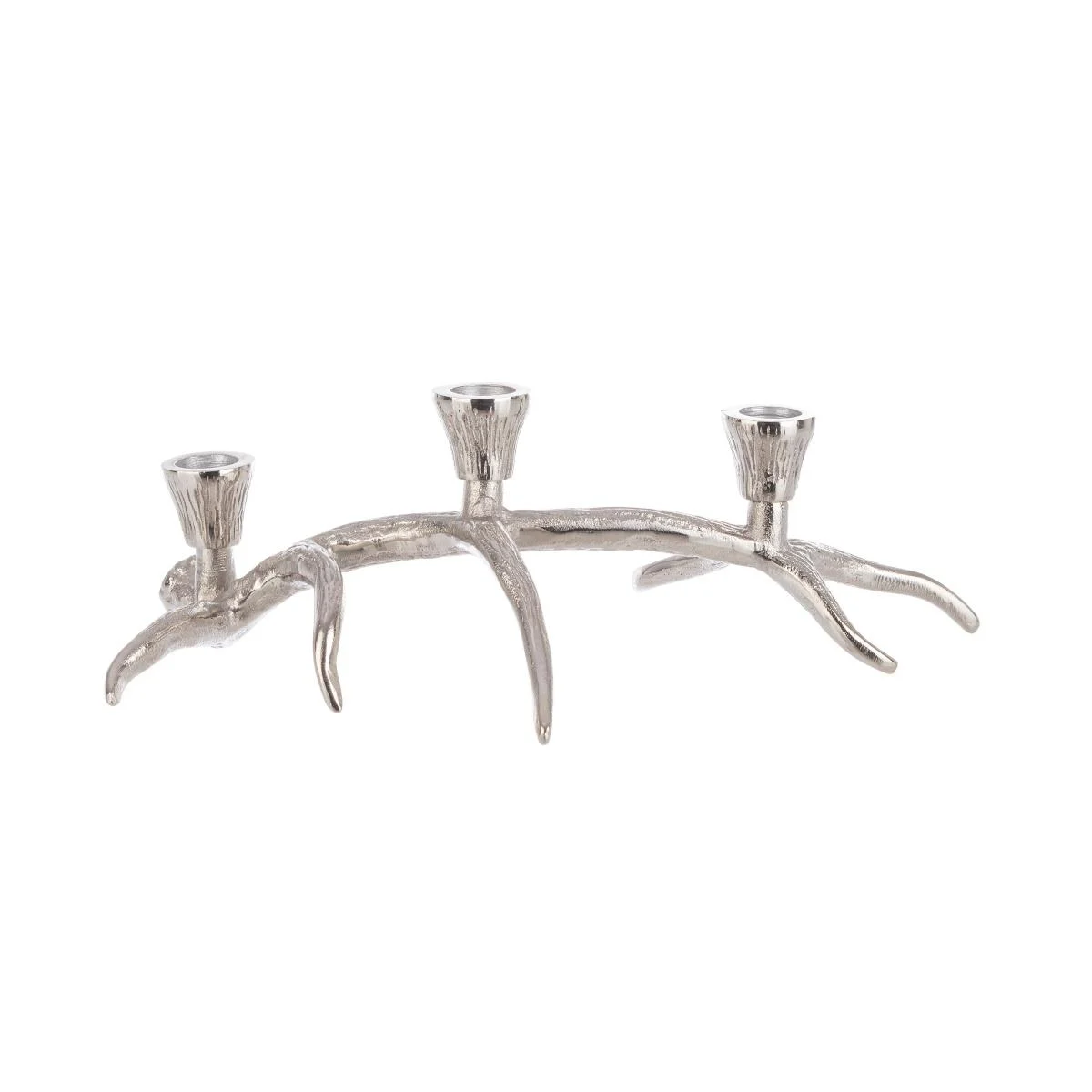 Portacandela 3P Metallo Argento cm.34x19x10
