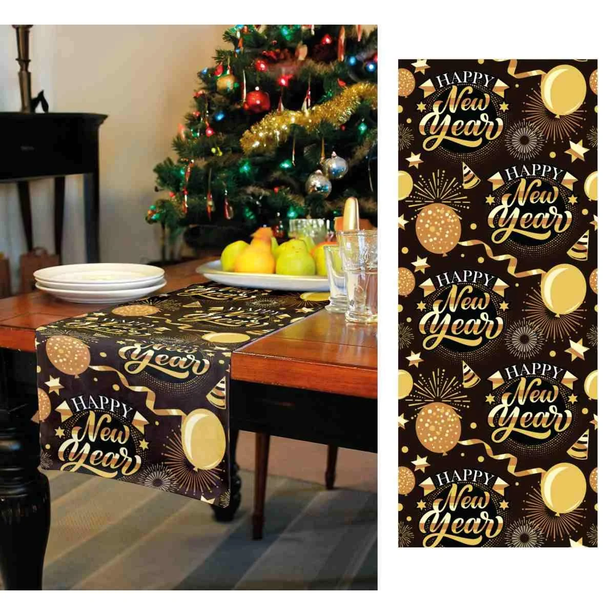 Runner capodanno nero scritta oro