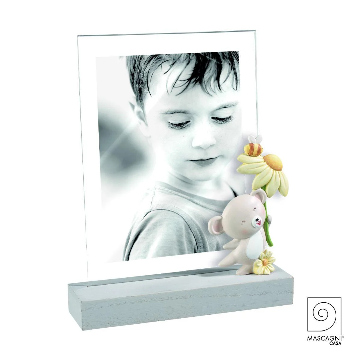 Cornice Legno cm.13x18 Orsetto con Fiore