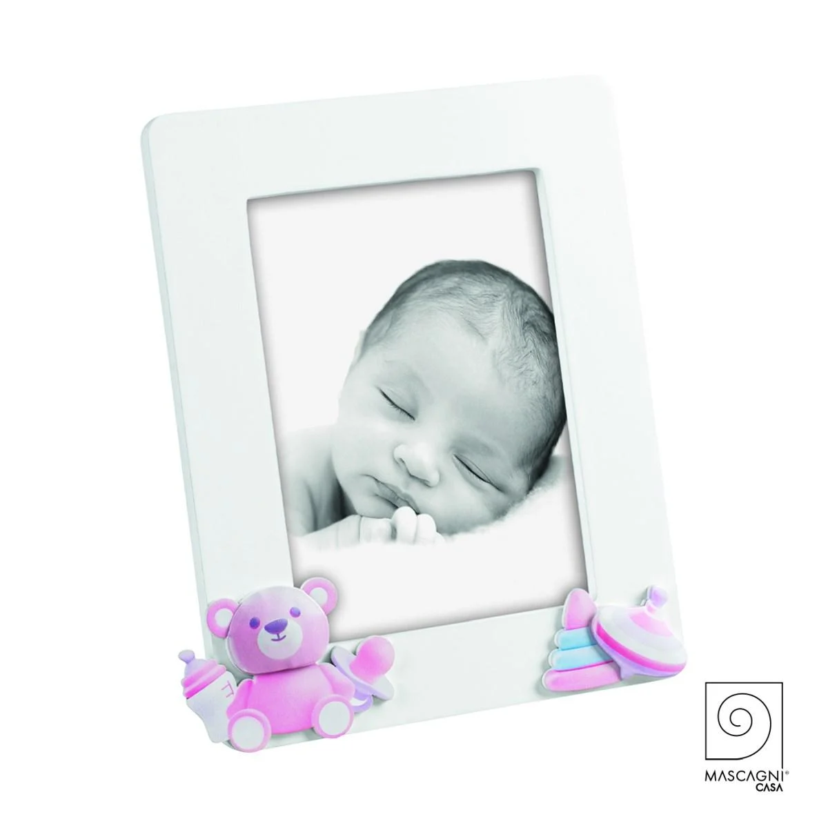 Cornice Legno cm.13x18 con Orsetto Rosa