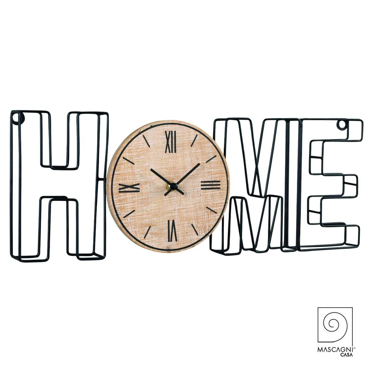 Orologio a Parete cm.51 Legno Metallo Scritta Home