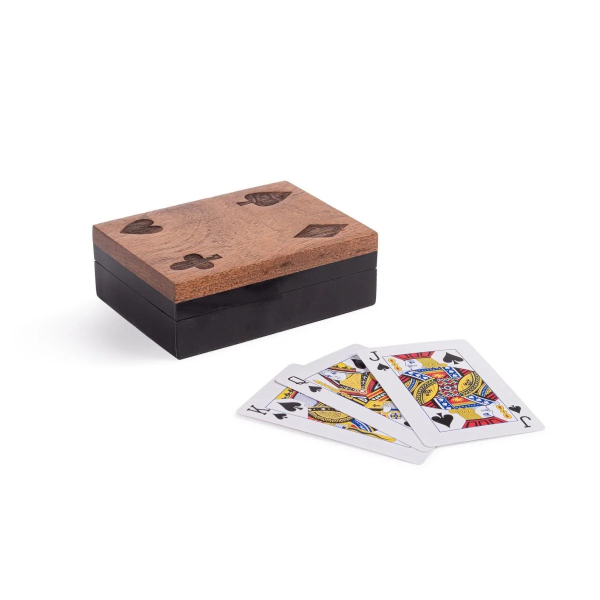 Decorazione Scatola Gioco Legno con Carte cm.12x8,5