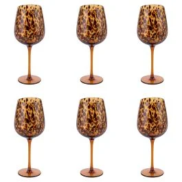 Set 6 calici 510 ml, coppa maculata, Jamila Ambra