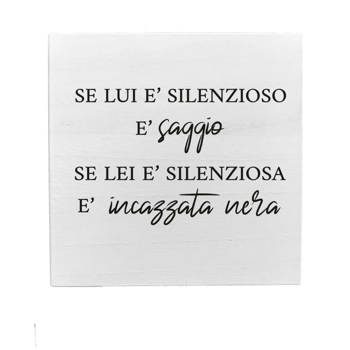 Targa Legno Dedica Spiritosa per Lui e Lei cm.19,5