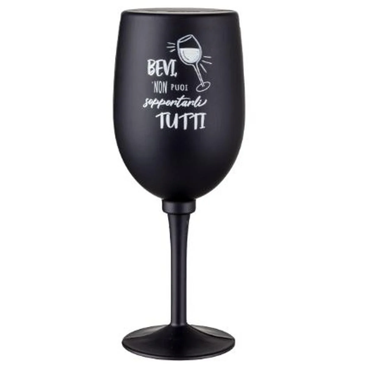 Set Accessori Vino Calice Nero con Scritta cm.