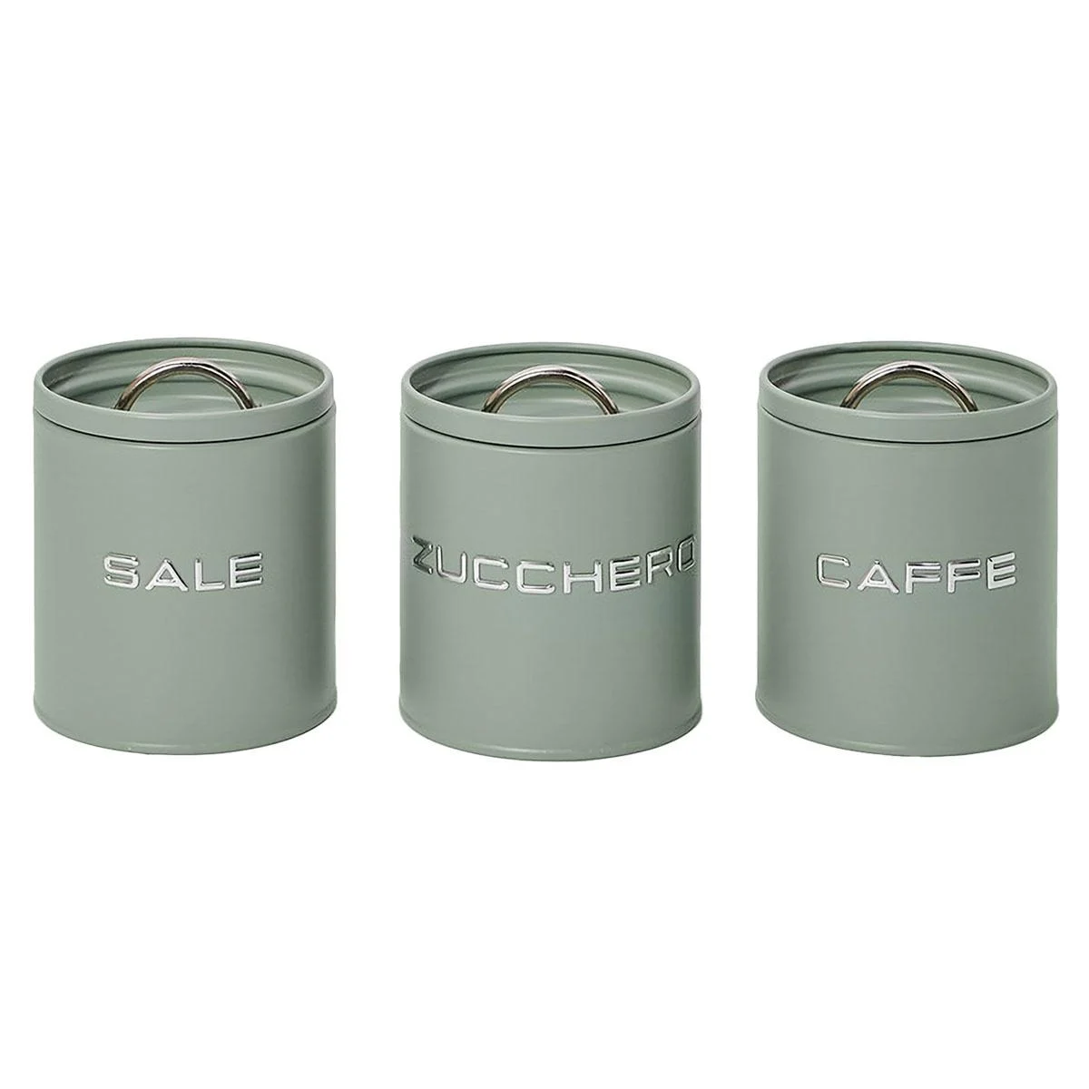 Barattoli Set 3 pz. Metallo Verde