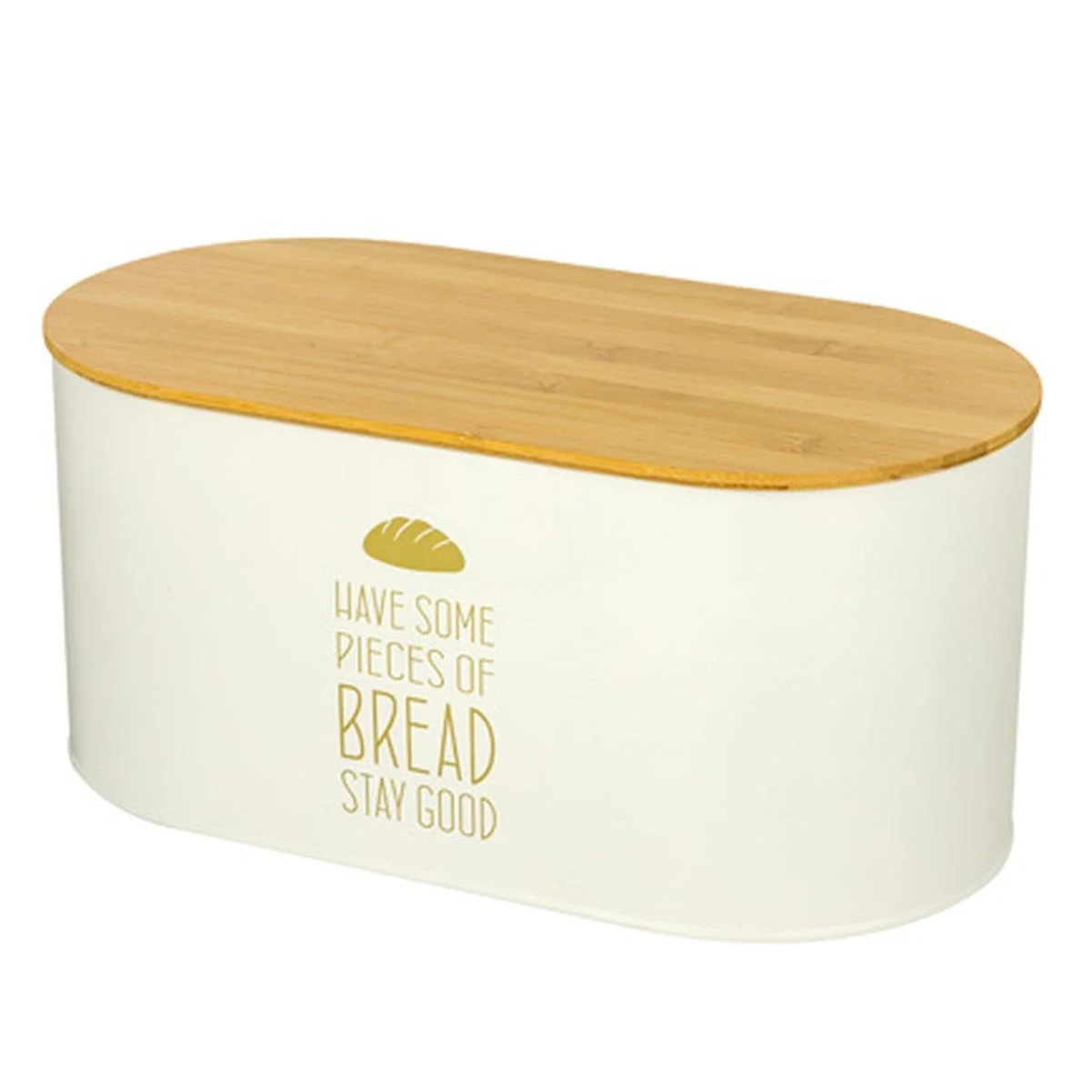 Porta Pane Metallo Stay Happy Coperchio Legno cm.