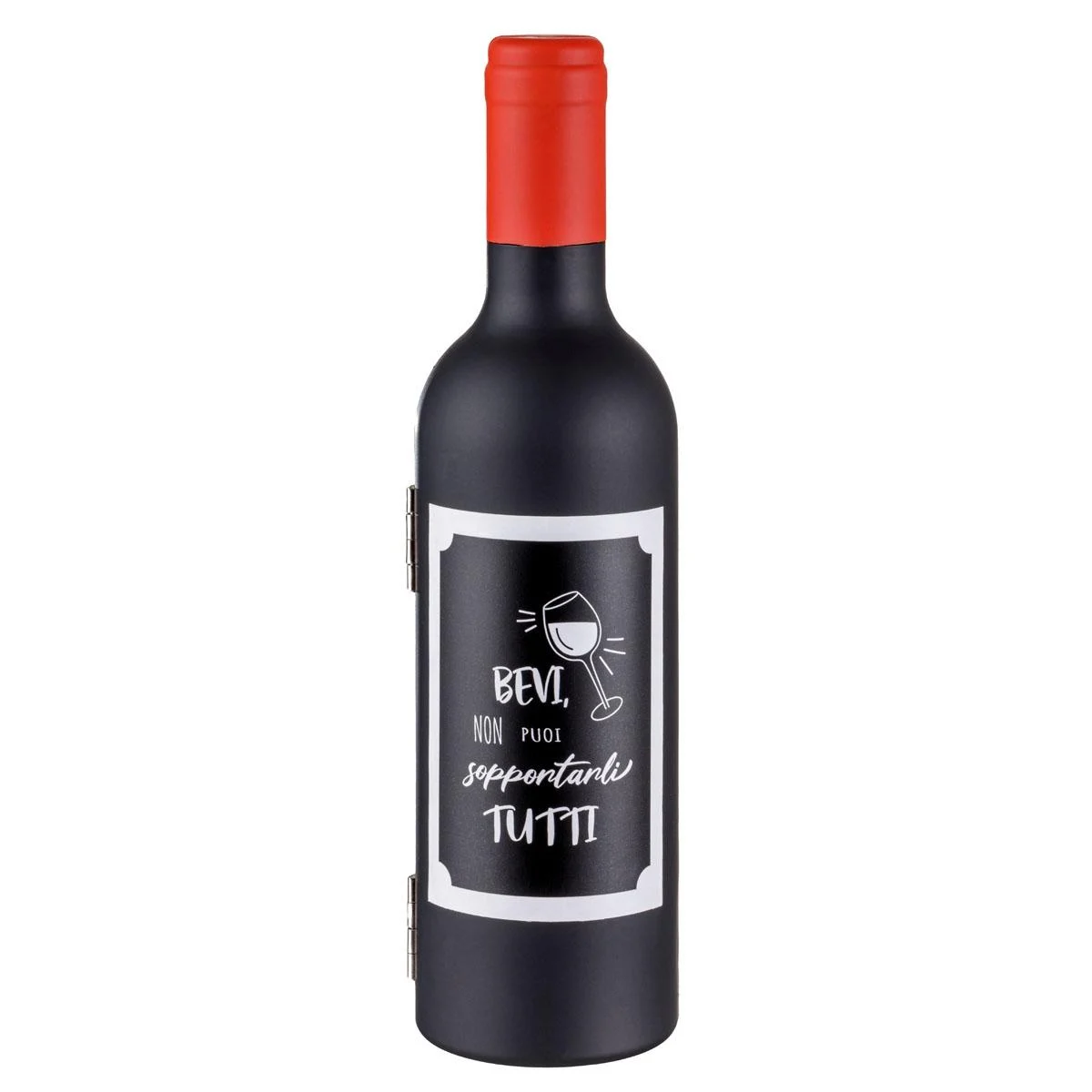 Set Accessori Vino Bottiglia Nero con Scritta cm.
