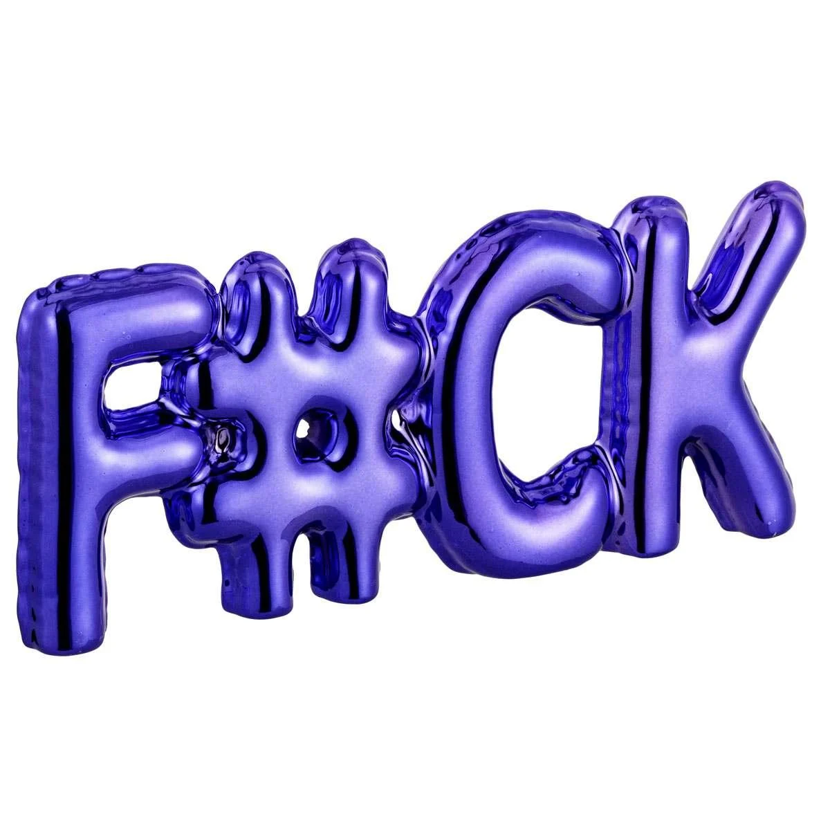 Scritta Fuck Ceramica Blu cm.22x22x50