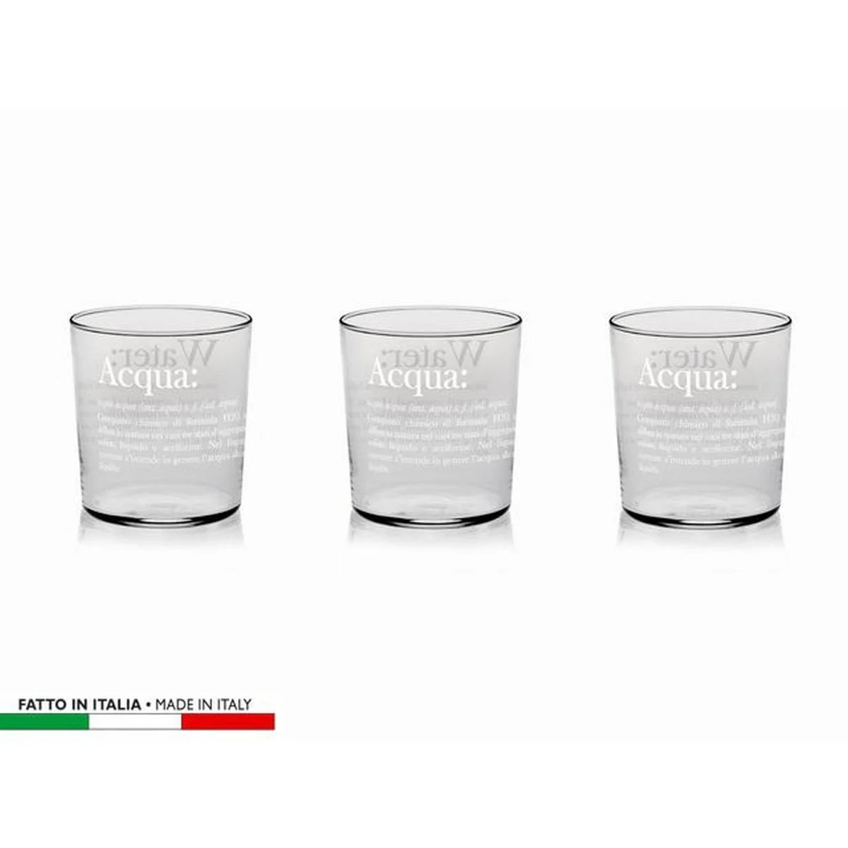 Bicchieri Vetro Set pz.3 Acqua Dictionary ml.360